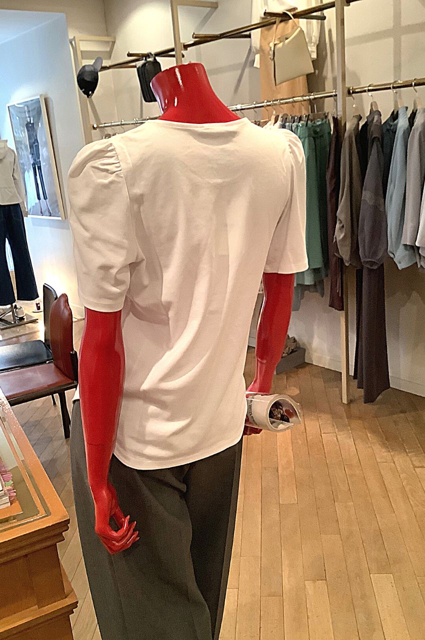 フェミニンスリーブコンパクトTシャツ /  コトッン100％