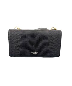 【ADRIA / アドリア】V-1512（Black / ブラック）リザード型押しレザー 横型スマートフォンポシェット / 牛革 / iPhone Pro入るサイズ