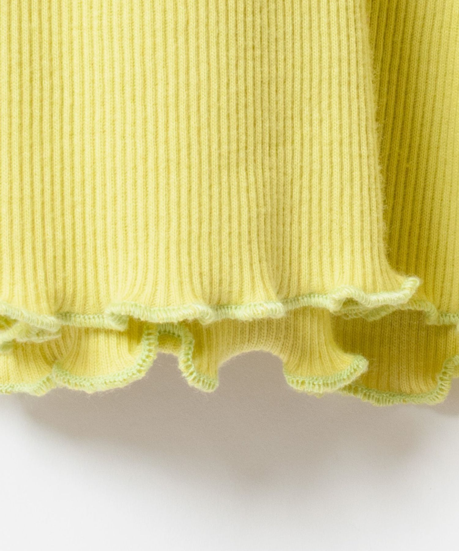 [Harriss × Keiko Okamoto] Cut-rib long turtleneck sweater ( Lemon Yellow )綿 / ロングタートルネック / メローロック / 手洗可 / OK252-45231