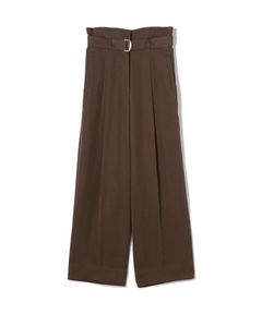 セルロースツイル ハイウエストテーパードパンツ(ブラウン) 再生繊維 /  光沢有り / 共布ベルト付 / 手洗い可 / 11-04-52-04333