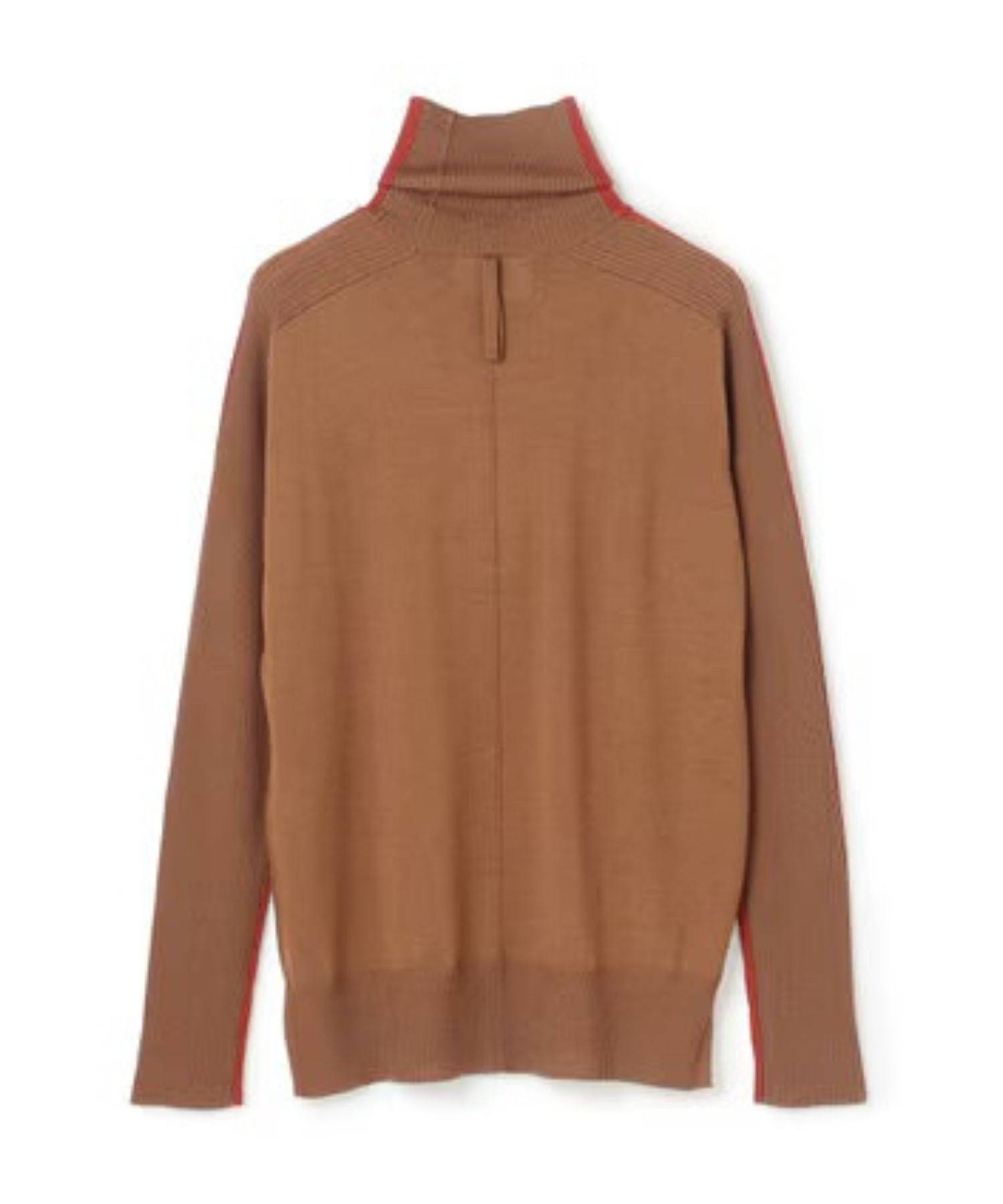 LA MONNAIE / バイカラーウールタートルニット (OrangeRed × Caramel) 毛/ タートル / 裾サイドスリット/ 手洗可 / KRCWGW0300