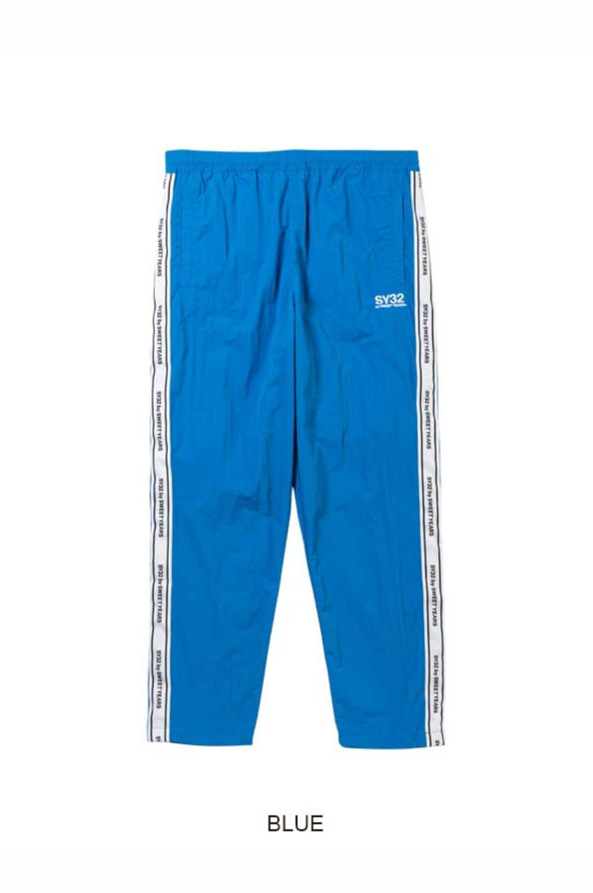 TAPE DESIGN NYLON PANTS  (ブルー) ナイロン / 軽量 / 裾ドローコード付き / セットアップ対応 / 15081RG