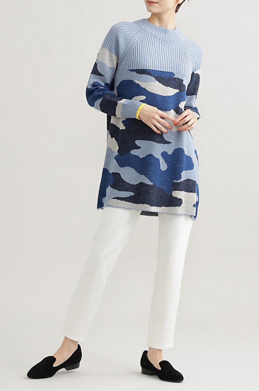 CAMOUFLAGE JACQUARD KNIT TUNIC / カモフラジャカードニットチュニック