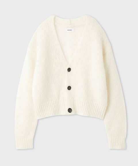 ホリデーシャギーニットカーデ(ホワイト) モヘア / ショート丈 / MWND255022