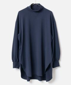 High Neck Long Pullover ( ネイビーブルー ) 綿 / サイドポケット /サイドスリット / FK252-31223