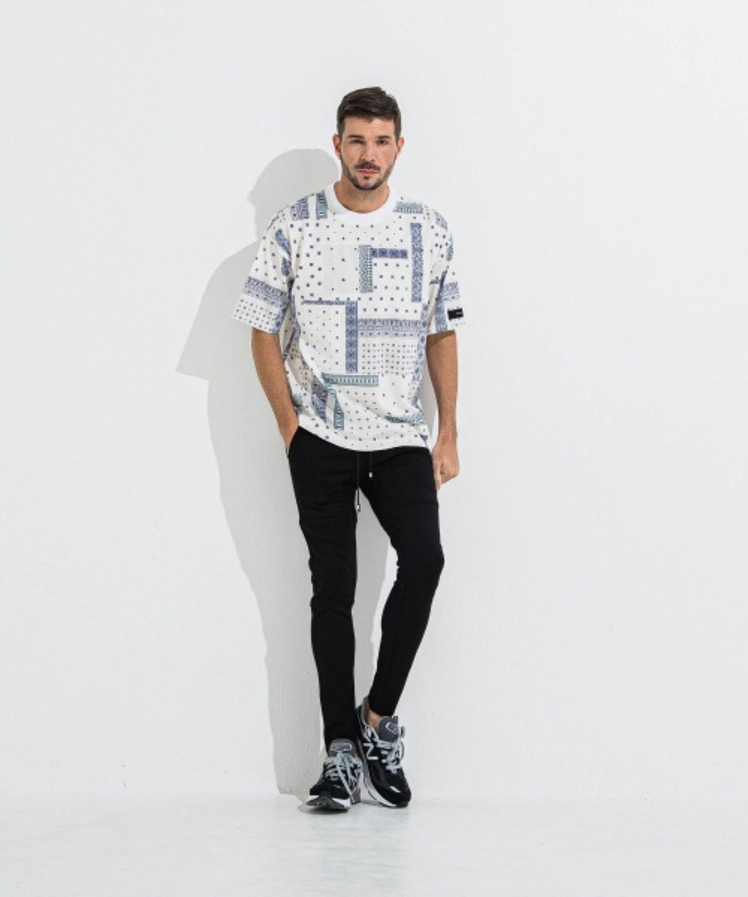 BANDANA OVER  TEE (WHITE) コットン / オーバーサイズ / オーガニックコットン / 5部袖 / RC36-T-009