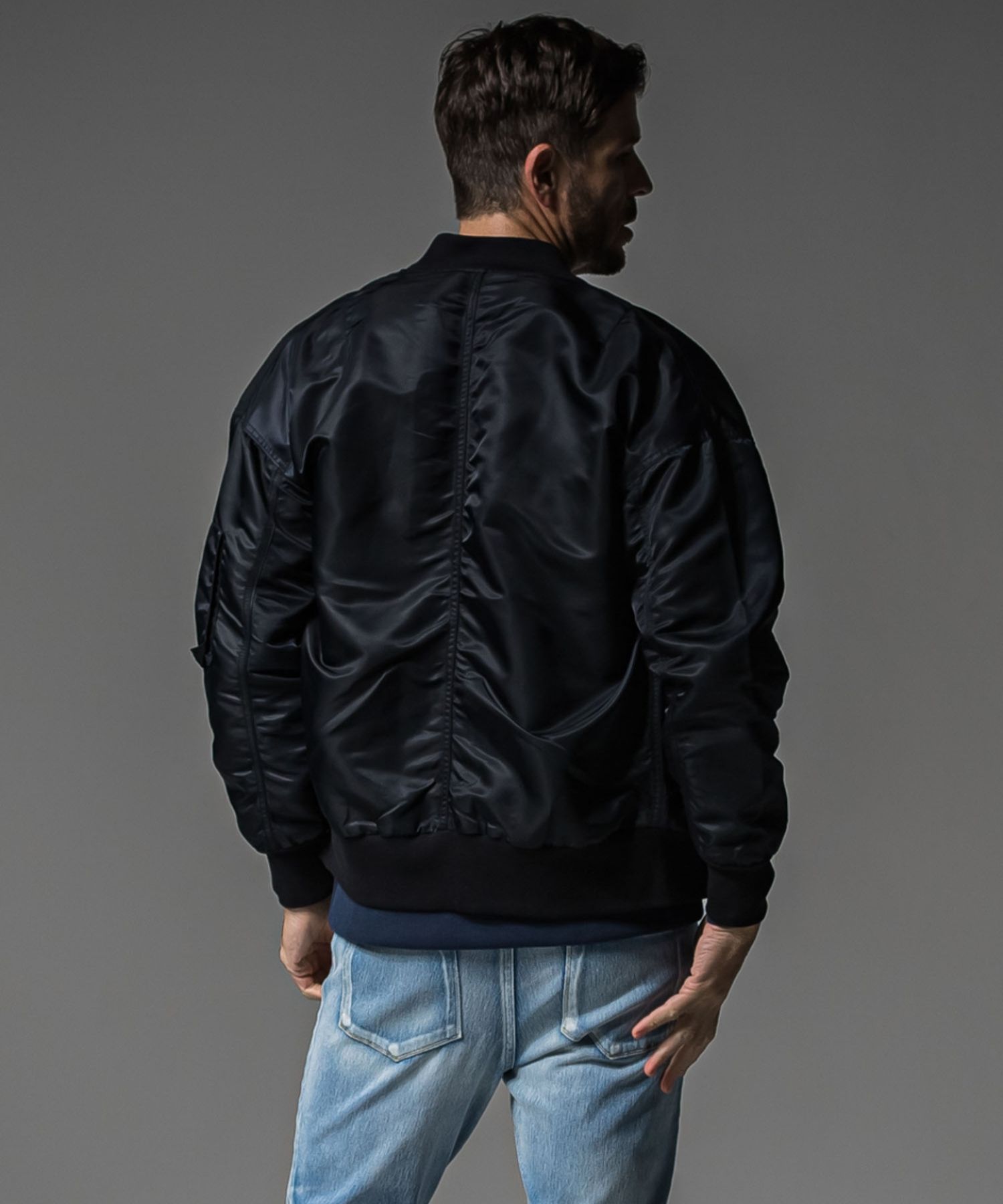 LIGHT David JACKET ( NYLONBK) ナイロン / ドロップショルダー / 袖シガレットポケット / オリジナルレザーファスナーヘッド / RC37-JK-002
