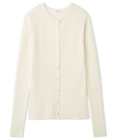 ベロアリブニットカーディガン ( WHT ) ポリエステル / ボタン/ 透け感 / ウール混 / 手洗可 / 09WND255007