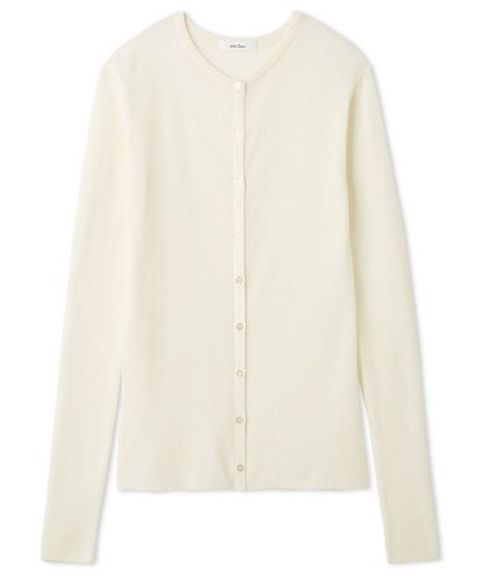 ベロアリブニットカーディガン ( WHT ) ポリエステル / ボタン/ 透け感 / ウール混 / 手洗可 / 09WND255007