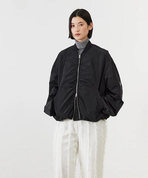 LIGHT COCOON JACKET (BLACK) ポリエステル / 付け衿取外し可 / 軽量 / ADWS-501-34
