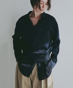 シアーコットンシャツ(ネイビー)綿100% / シアー素材 / 手洗い可 / 1226210063