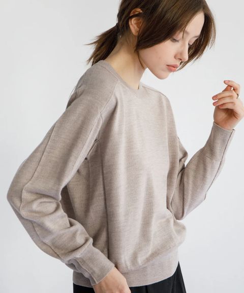 Re Stock Rws wool crew neck pullover (BEIGE) ウール/ 静電気防止 加工 / クルーネック  / 手洗可 / CT22391