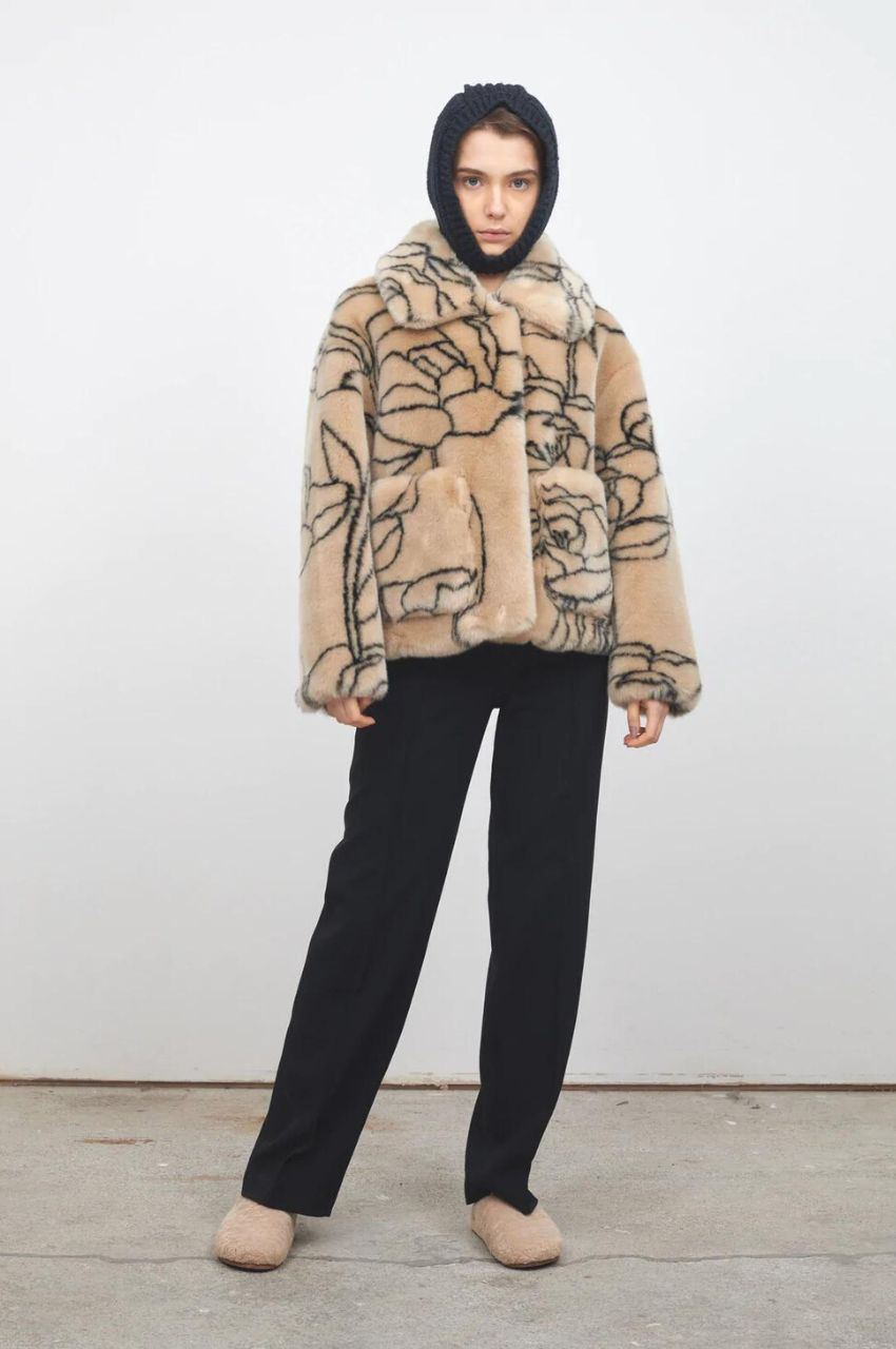 Traci Faux Fur Floral Lines / フェイクファー フローラル ライン