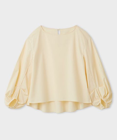 UVカットボリュームスリーブブラウス(イエロー) 綿 / ウォッシャブル / 後ろリボン / MWFB261094