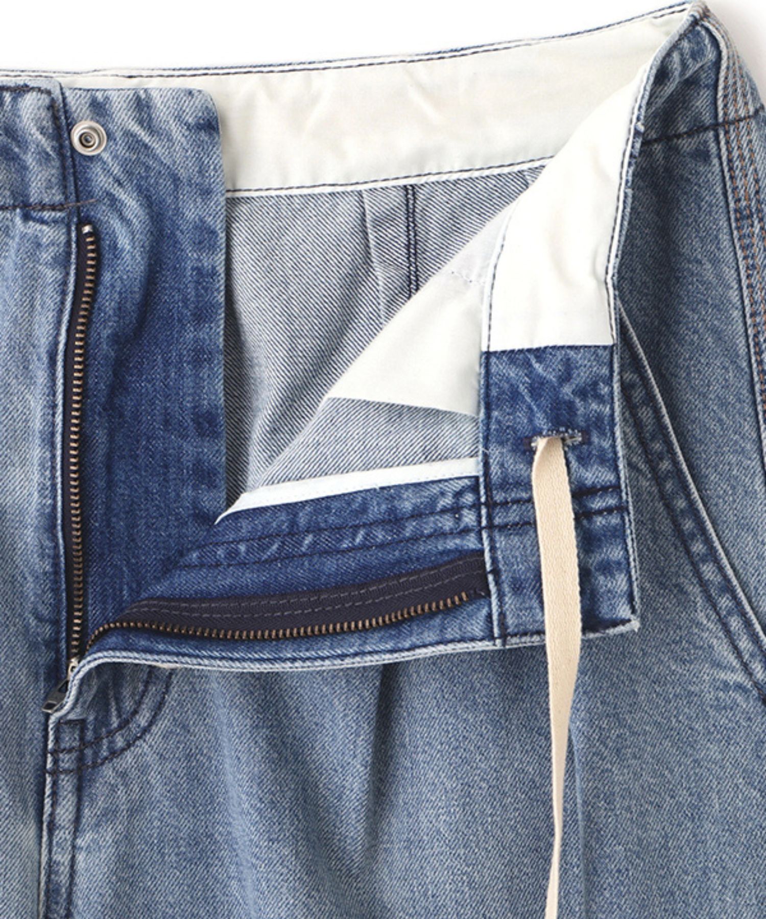 デニムタックワイドパンツ (BLUE) 綿 / ライトオンス / フロントタッ ク / 手洗可 / 1226122056