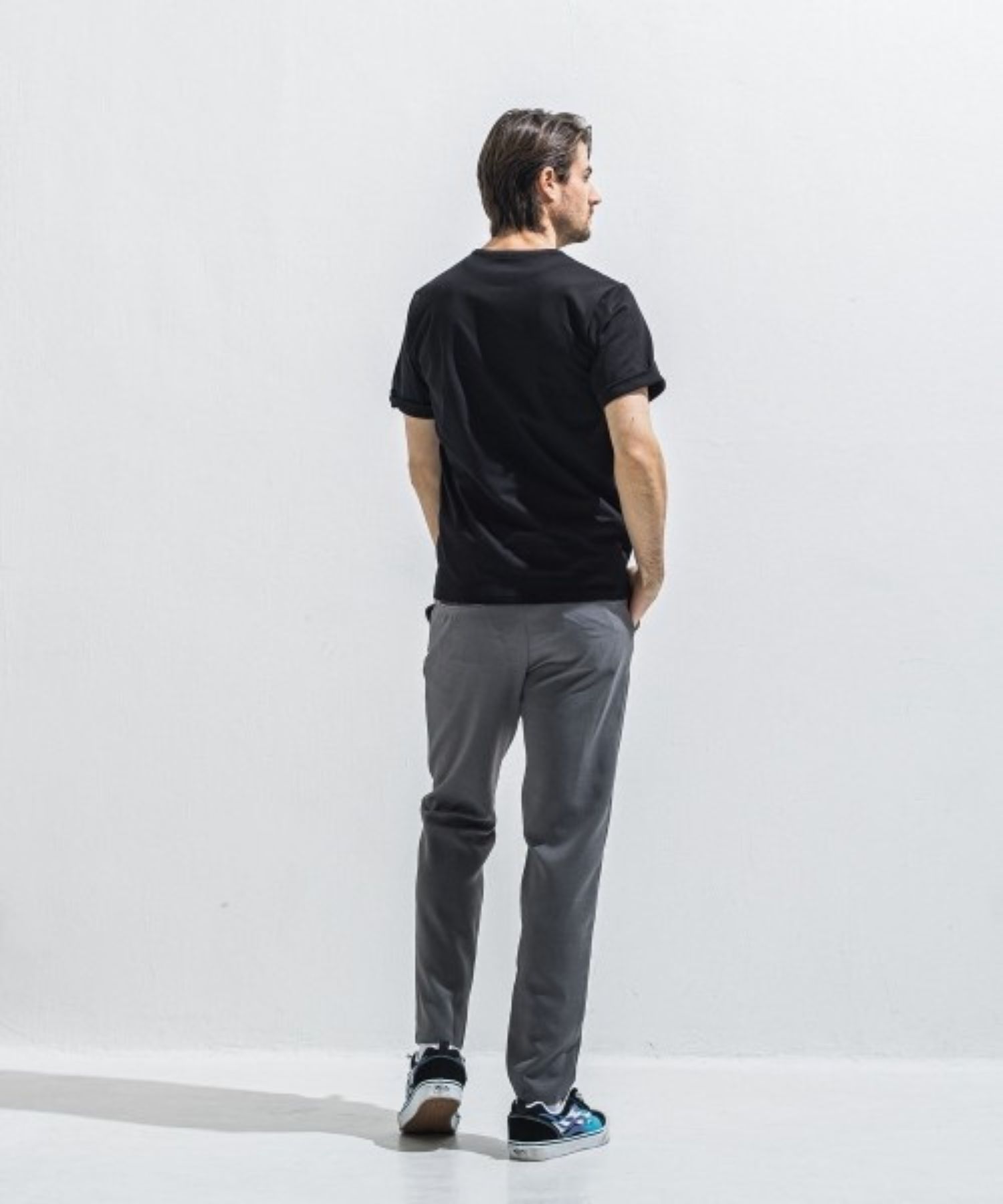 ROLLUP HENRY T (BLACK) コットン / 袖ロールアップ  /ネイティブなコンチョボタン / UVカット / RC40-T-005