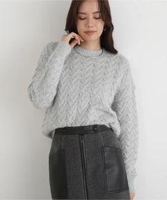 ラメケーブルニットプルオーバー(シルバー)ナイロン / 裏地なし / ストレッチあり / 0315270112