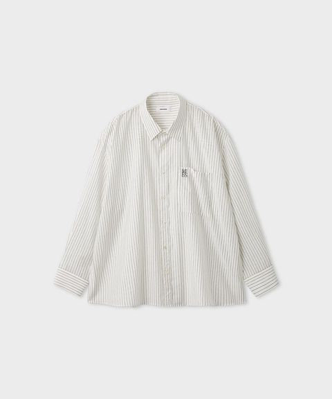 シアーストライプサイドオープンシャツ(ホワイト) レーヨン / ウォッシャブル / 手洗い可 / オーバーサイズ / MWFB261091