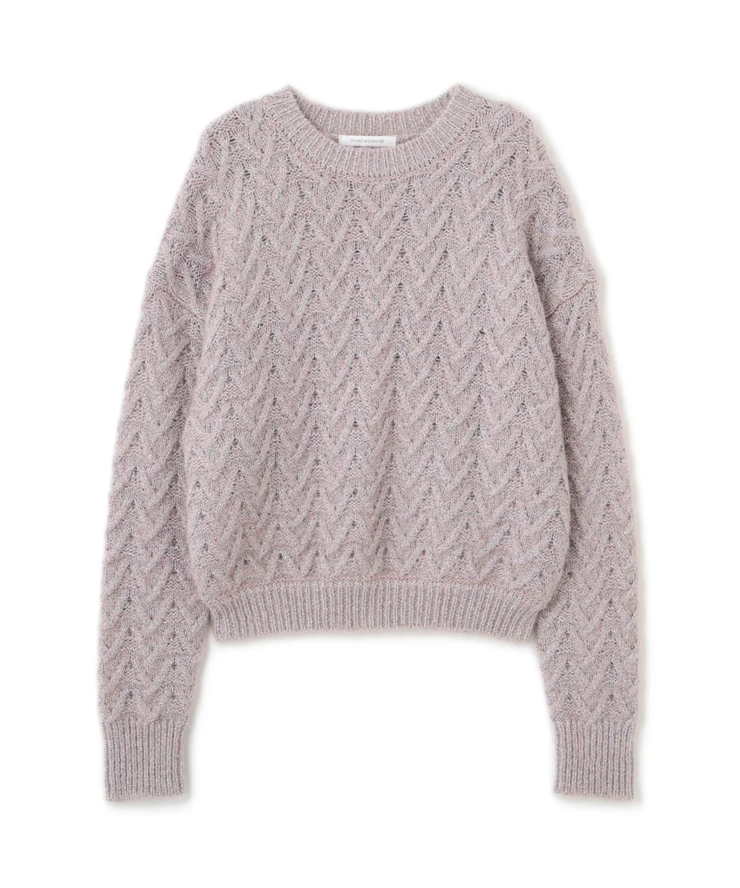 ラメケーブルニットプルオーバー(ピンク)ナイロン / 裏地なし / ストレッチあり / 0315270112