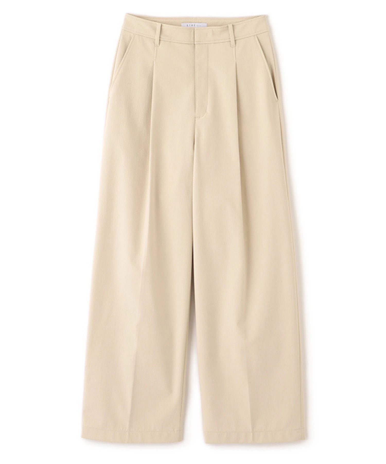 ボンディングタックパンツ (BEIGE) 綿 / 裏地カットソー / 伸縮性有り / 滑らか / 1226120052