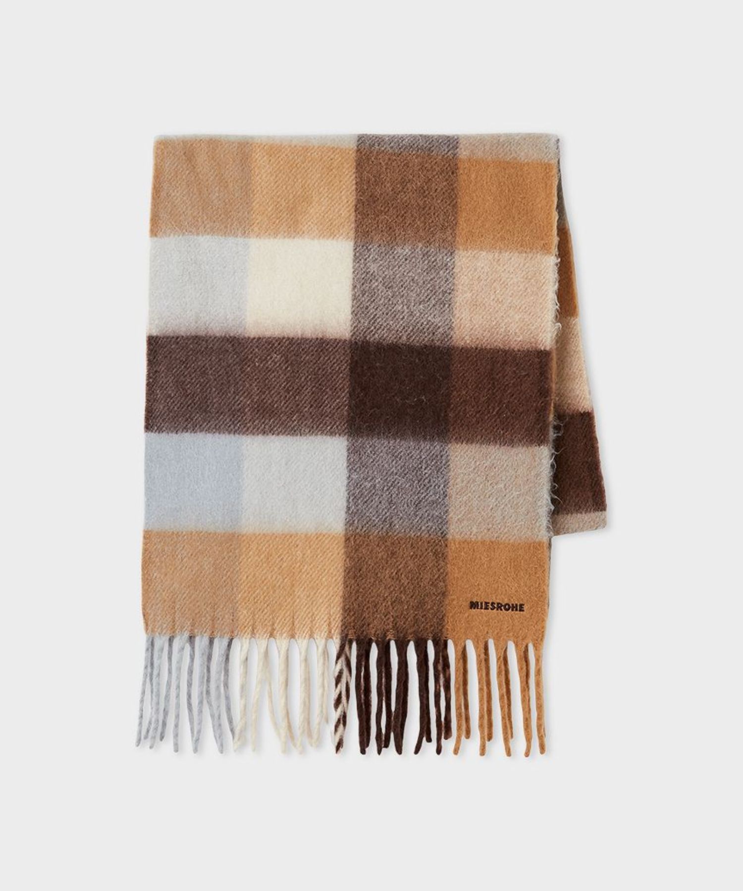 ブロックチェックストール(ブラウン) ポリエステル / MWGG255522