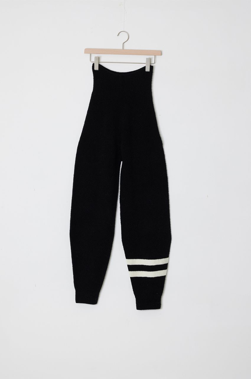 SEAMLESS JOGGER PANTS (ブラック) 毛 / 左足配色ライン / ストレッチ / 保温性 / ADWS-401-56