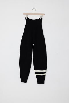 SEAMLESS JOGGER PANTS (ブラック) 毛 / 左足配色ライン / ストレッチ / 保温性 / ADWS-401-56