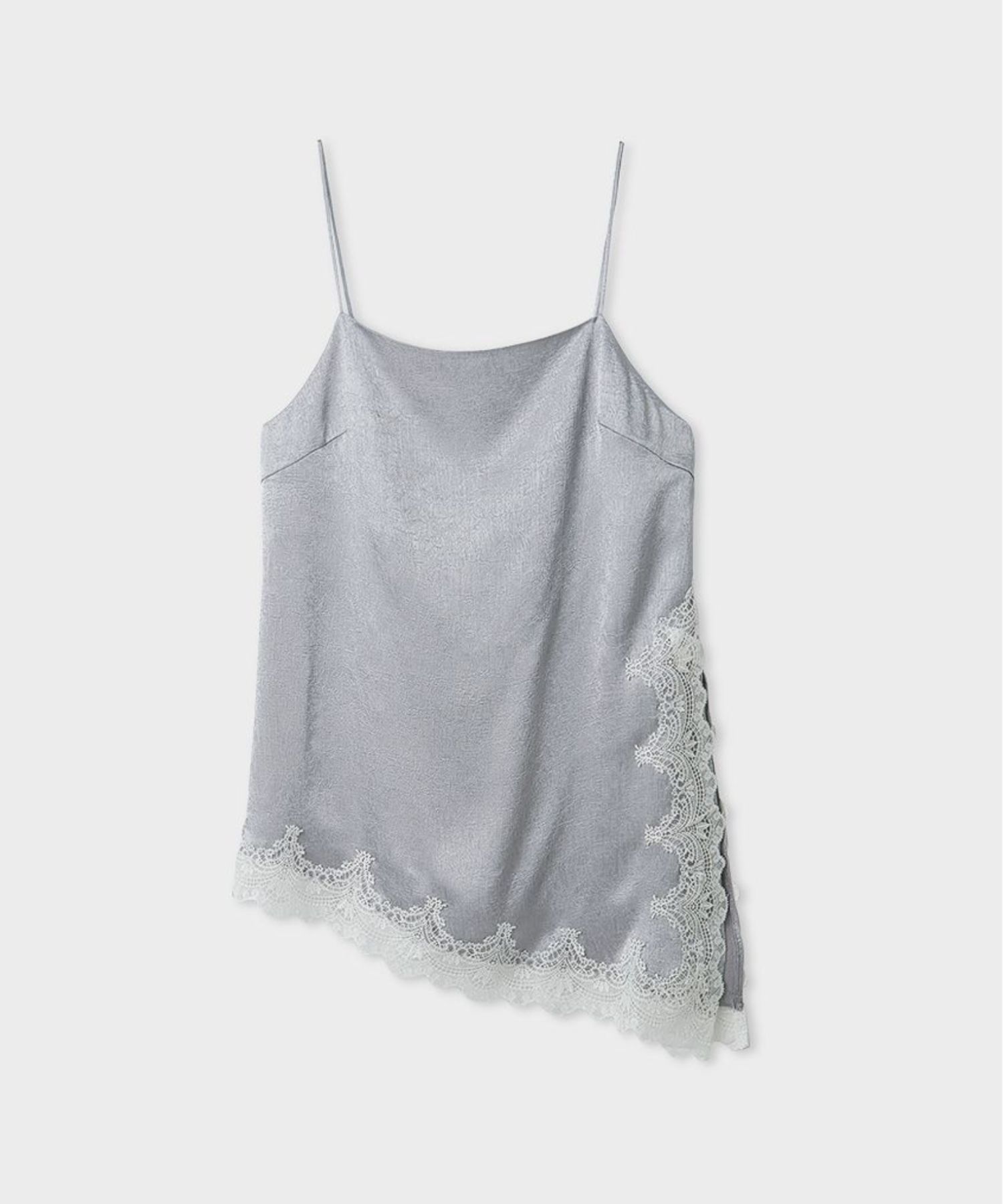 ワッシャーサテンレースキャミ(ライトブルー)ポリエステル100% / 肩紐調整可能 / 手洗い可 / MWFT261084
