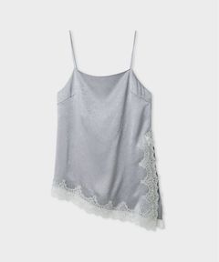ワッシャーサテンレースキャミ(ライトブルー)ポリエステル100% / 肩紐調整可能 / 手洗い可 / MWFT261084