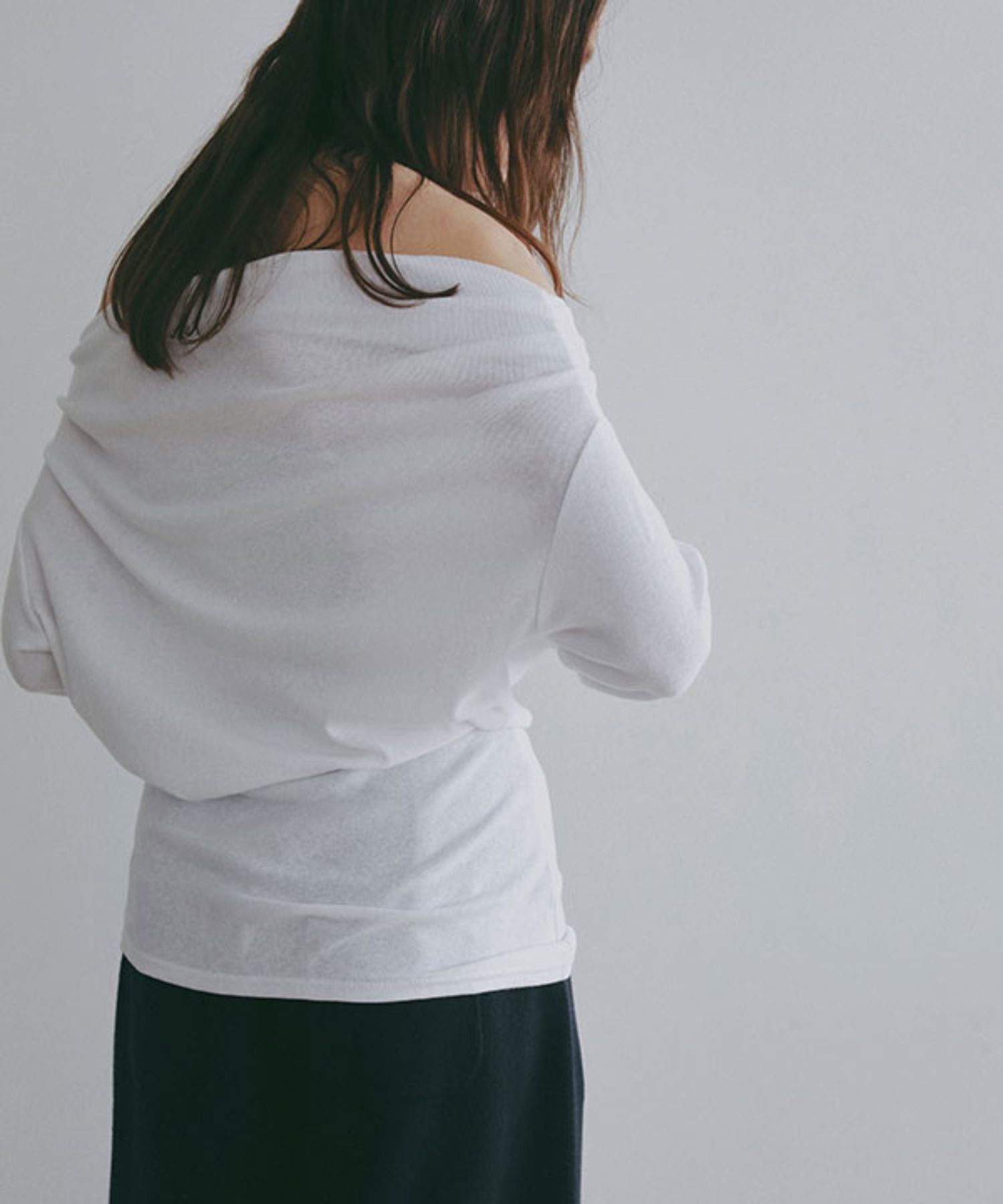 ワンショルダードレーププルオーバー(ホワイト) 綿 / ウォッシャブル / 手洗い可 / 1226212079