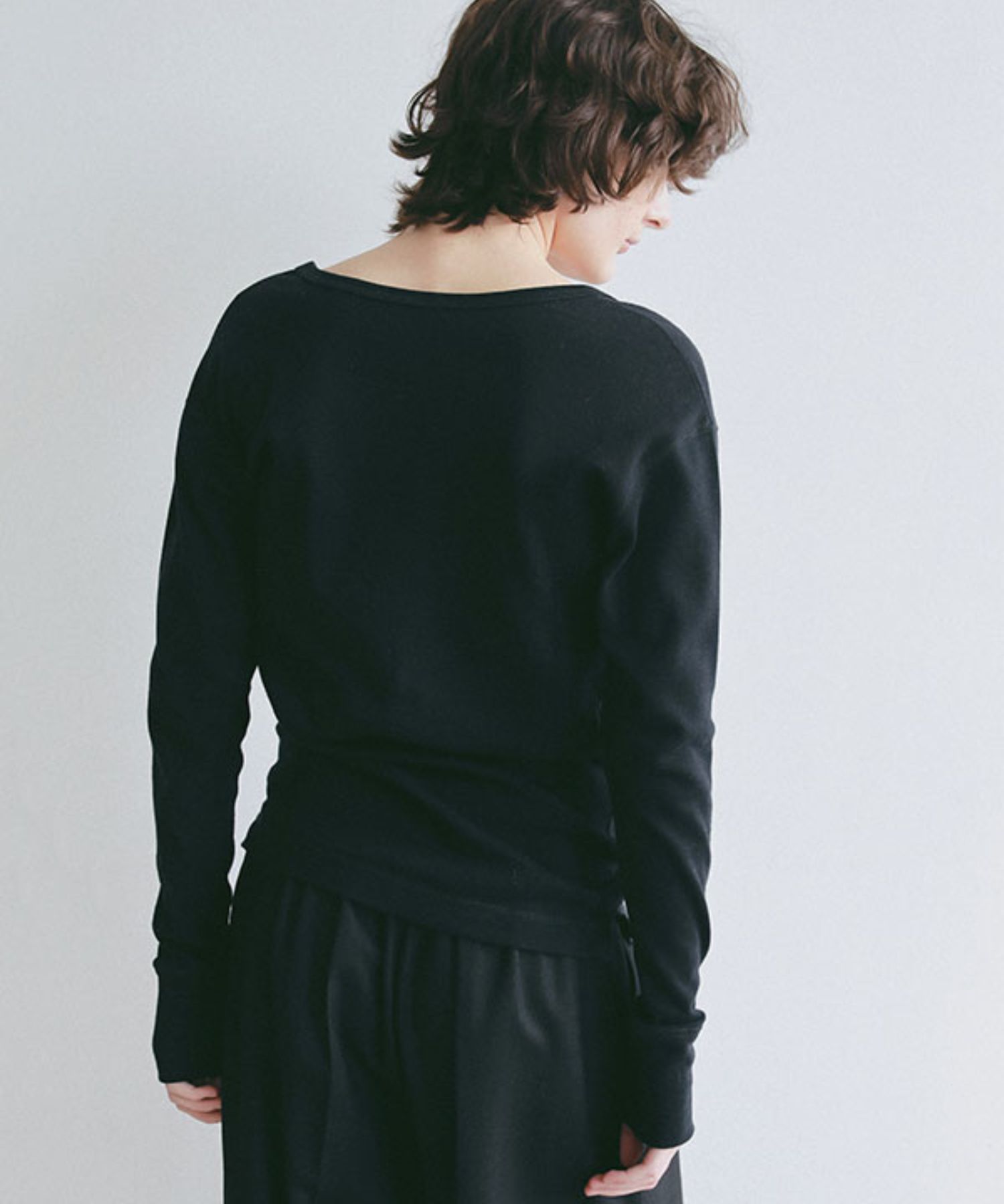 オーガニックコットンUネックロンTee(ブラック) 綿 / ウォッシャブル / 手洗い可 / 1226112042