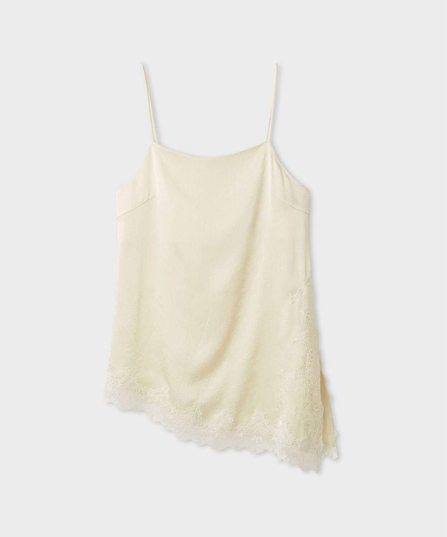 ワッシャーサテンレースキャミ(アイボリー)ポリエステル100% / 肩紐調整可能 / 手洗い可 / MWFT261084