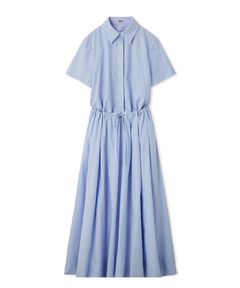 ストライプセパレートバルーンシャツワンピース (BLU) ポリエステル/ マルチウェイ / 比翼仕立て /手洗可 / 09WFO261031