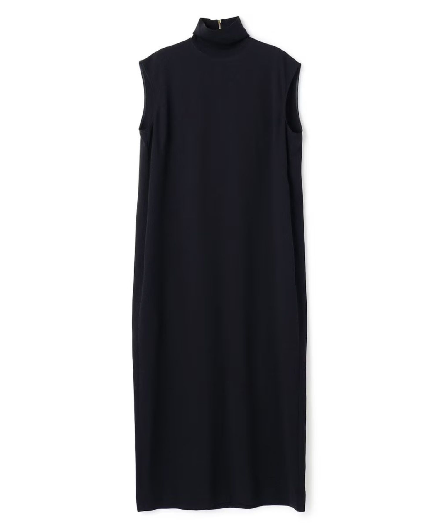 FLEUR / 異素材ネック ロングワンピース (Navy) トリアセテート / ノースリーブ /ゴールドファスナー /手洗可/ OPCWLM0404