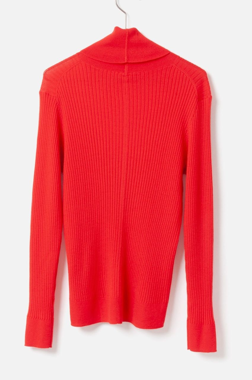 Turtleneck Rib Knit (レッド) 毛 / フィット感有り /Biella Yarn/ 柔らかい   /FN242-11451