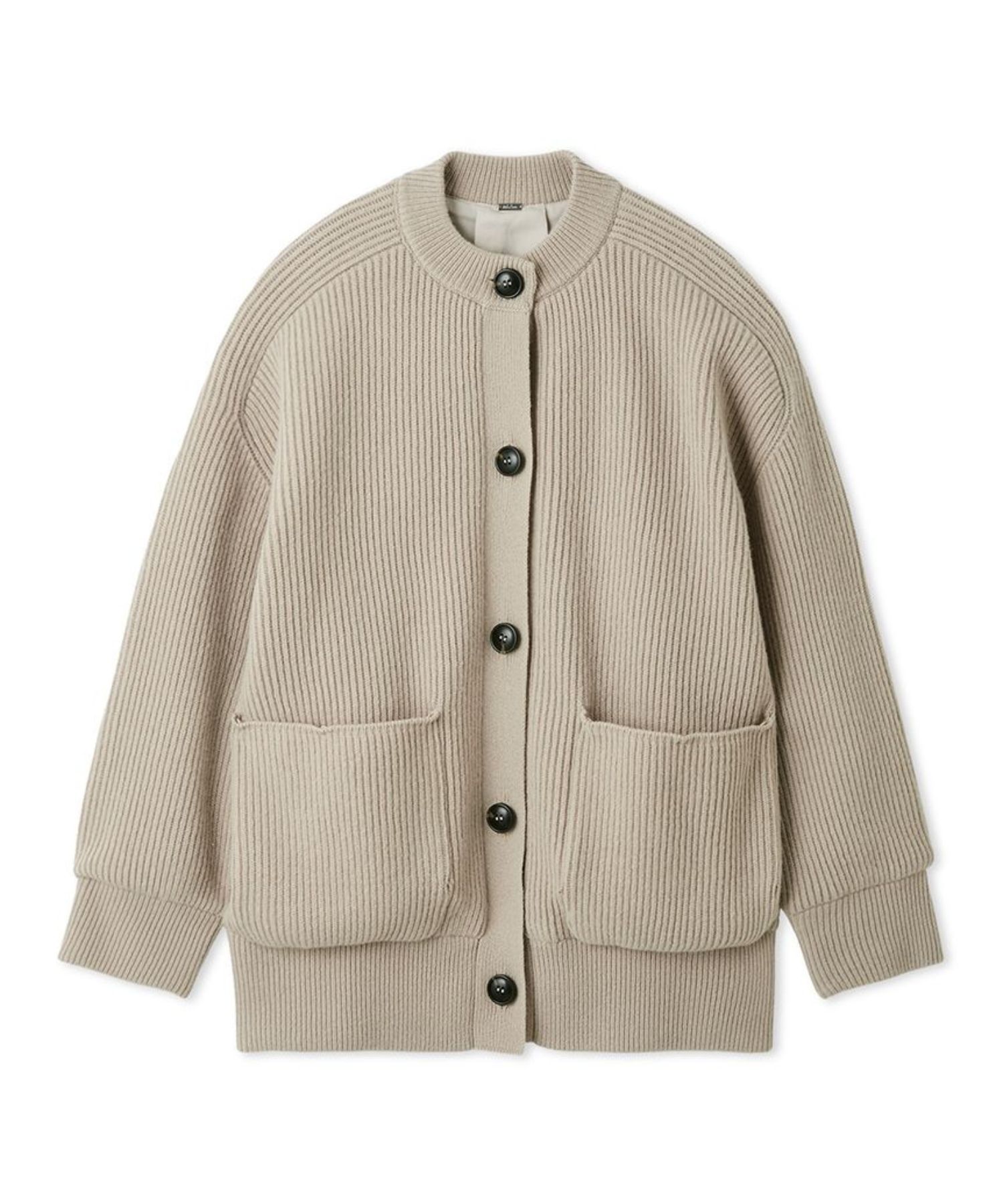 2WAYファーポケットMIXヤーンカーディガン ( IVR) 羊毛  / ファー取り外し/ 裏地 / リブ編み /  09WND255102