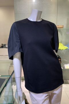 フォルムスリーブカットソー（ブラック）厚手 / ジャージ素材 / ストレッチ / ウォッシャブル