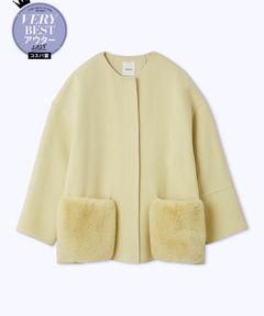 2wayファーポケットリバーコート (YEL  )  羊毛 / ポケットファー取外し可能 / ノーカラー / 09WFC254111