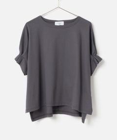 Tuck Sleeve Cut and Sew (チャコールグレー) 綿 / 袖口タック / 裾スリット / 手洗可 / MK261-13255