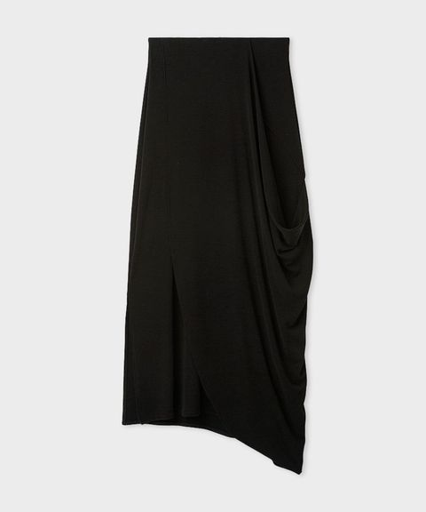 ニュアンスドレープカットスカート(ブラック)再生繊維 / ウォッシャブル / 手洗い可 / アシンメトリー / MWCS261051