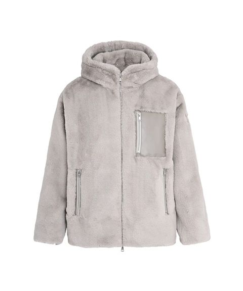 (MENS) MASCALI ボアフーディー( L.GRAY) ポリエステル /  メタルジッパー / ECOレザー仕様ポケット / MJXA0201033588