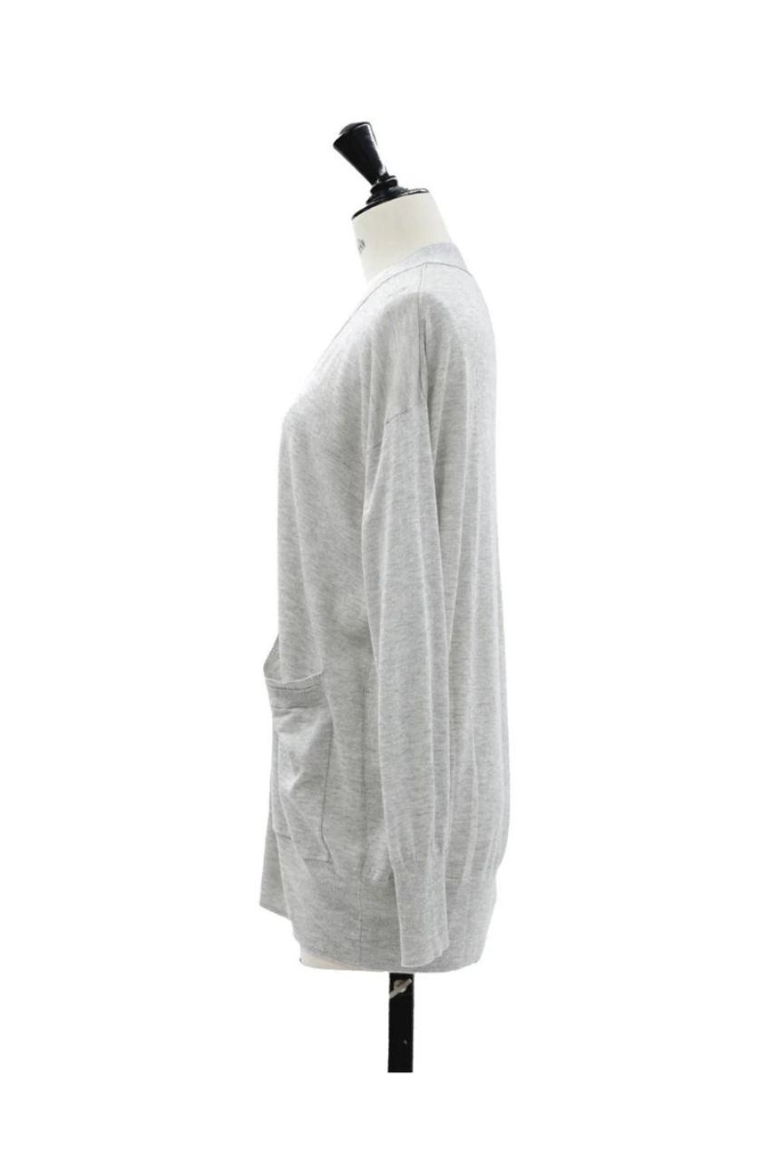 capsule Silk cashmere cardigan with pockets (L.GREY) シルク / Vネック / 静電気防止加工 / 手洗い可 /CT24118