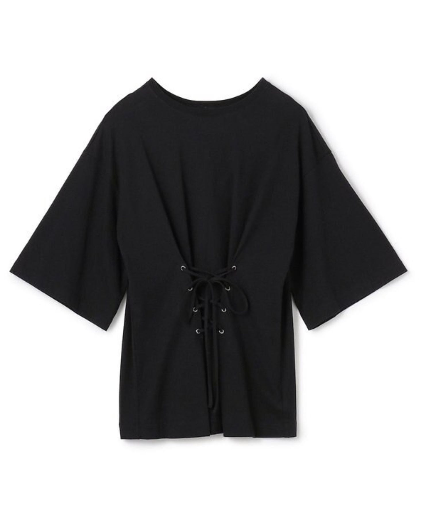 プレーンジャージー2WAYレースアップトップス(ブラック) 綿 / ウォッシャブル / KKUVGW0315