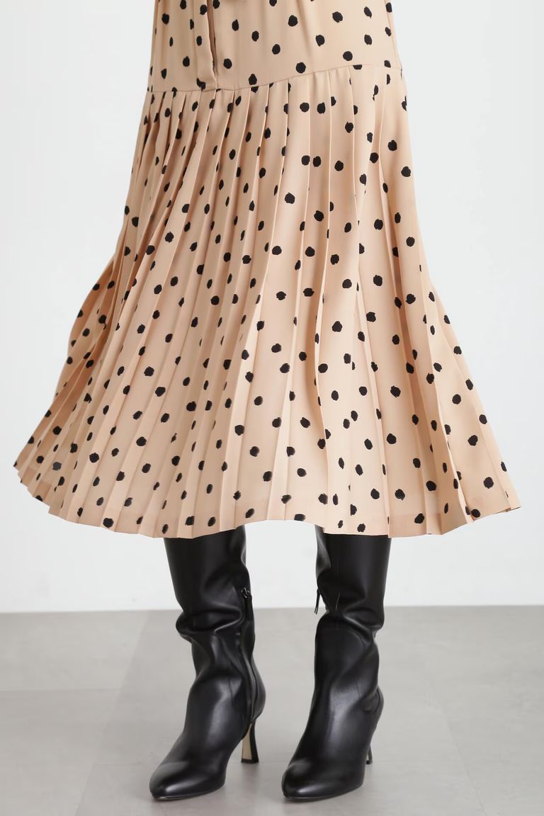 ◆Kenneth Lady ボタンダウンポイントプリーツワンピース KENNETH LADY◇オープンカラーボタンダウンフレアワンピース