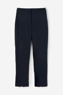 バックスリットテーパードパンツ (ネイビー) ナイロン / ストレッチ/ クロップド丈 / ウォッシャブル