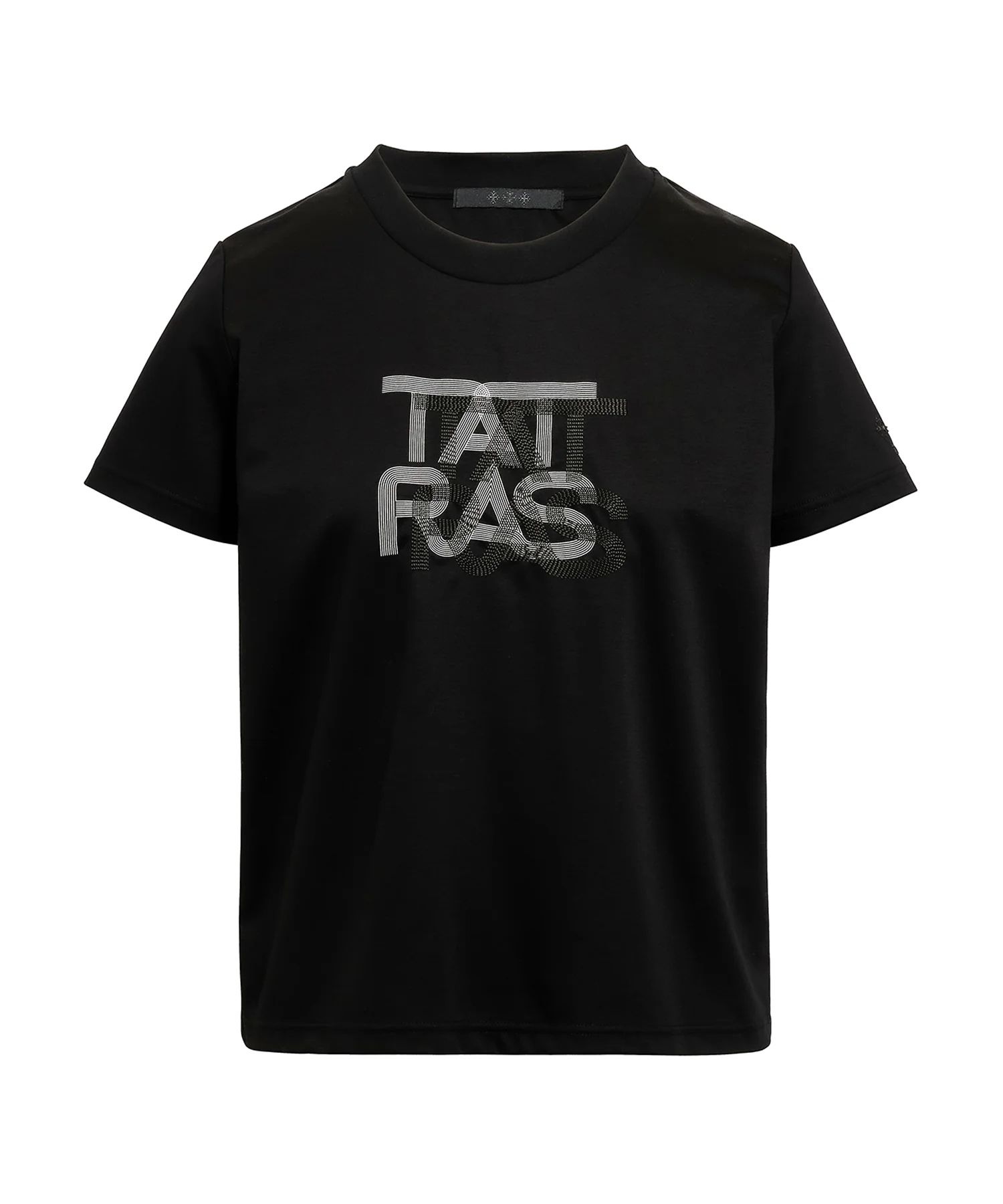 CORNELIA コルネーリア Tシャツ (ブラック) 綿 / フロント刺繍・プリント /左袖ブランドアイコン刺繍 / LCKZ0372083588