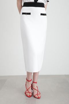 PINKY&DIANNE - バイカラーニットアップタイトスカート（ホワイト）綿 