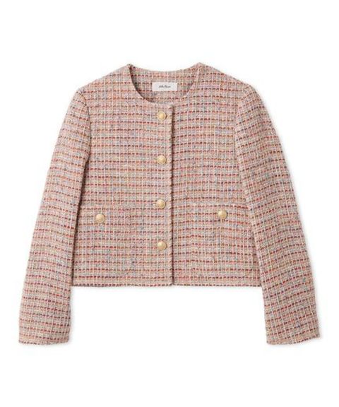 クロップド金釦コンパクトツイードジャケット (PNK  ) ポリエステル / 裏地有り / 金ボタン / 09WFJ261004