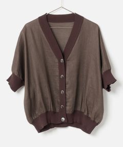 Linen Shirt Cardigan (ブラウン) リネン /前ボタン / 軽い / 手洗可 / BS261-53066