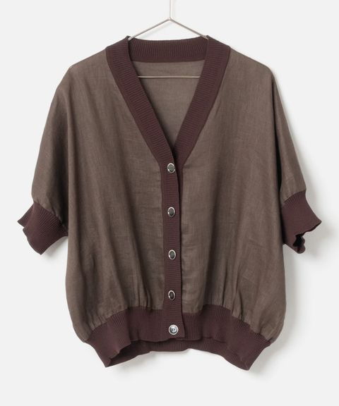 Linen Shirt Cardigan (ブラウン) リネン /前ボタン / 軽い / 手洗可 / BS261-53066